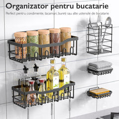 Set 5 Rafturi Organizatoare Din Inox Negru — Eleganță și Utilitate 🎉🛁