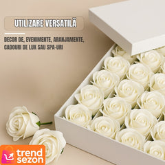 Set 50 Trandafiri din Săpun Alb 5x5 cm — Cadoul Perfect pentru Orice Ocazie 🌹✨
