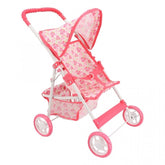 Cărucior Pliabil pentru Păpuși cu Cadru Metalic — Distracție Interactivă Roz 🌼👶