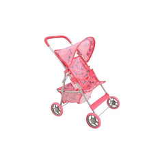 Cărucior Pliabil pentru Păpuși cu Cadru Metalic — Distracție Interactivă Roz 🌼👶