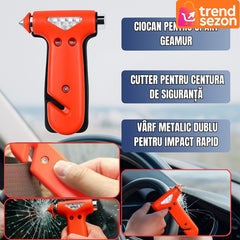 Ciocan de Urgență 3 în 1 cu Cutter pentru Centură — Siguranță Maximă 🚗🔧