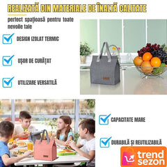 Geantă Termoizolantă Multifuncțională Gri — Menține Alimentele Proaspete! 🥗❄️