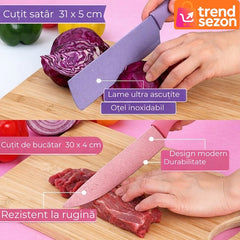 Set Cutite Bucătărie 7 Piese cu Tocător și Foarfece — Eficiență în Gătit 🍽️✨