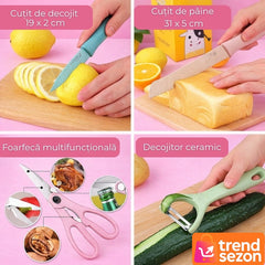 Set Cutite Bucătărie 7 Piese cu Tocător și Foarfece — Eficiență în Gătit 🍽️✨