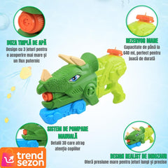 Pistol cu Apă Dinozaur Verde 1330 ml — Distracție Acvatica Garantată! 🦖💦