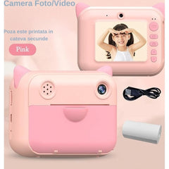Aparat Foto pentru Copii cu Imprimare Instant și Ecran 2.4 inch — Distracție Creativă! 📸🎉