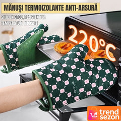 Set 2 Mănuși Termorezistente cu Design Floral — Protecție Până la 350°C 🌼🔥