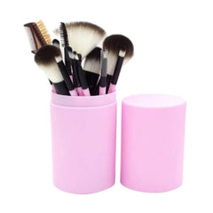 Set 12 Pensule Machiaj cu Cutie Elegantă Roz — Perfecte pentru Un Makeup Impecabil 🌸💄