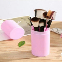 Set 12 Pensule Machiaj cu Cutie Elegantă Roz — Perfecte pentru Un Makeup Impecabil 🌸💄