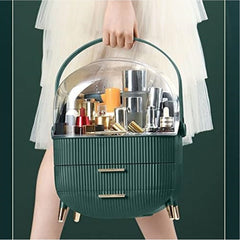 Organizator Machiaj Premium cu 2 Sertare și Capac Transparent — Spațiu Elegant pentru Cosmetice ✨💄