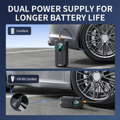 Compresor Aer Portabil 3 în 1 cu Baterie 6000mAh — Siguranță pe Drum 🚗✨