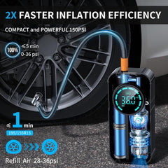 Compresor Aer Portabil 3 în 1 cu Baterie 6000mAh — Siguranță pe Drum 🚗✨