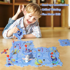 Set Puzzle Educațional Interactiv Pista Avion − Stimulează Imaginația! 🚀🧩