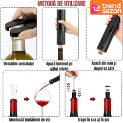Set Electric Deschizator de Vin 5-in-1 cu Încărcare USB — Eleganță și Funcționalitate 🍷✨