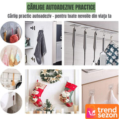 Set 10 Cărlice Autoadezive Rotative 180° pentru Organizare — Design Elegant și Reutilizabil 🏡✨