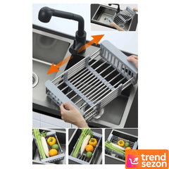 Cos de Scurgere Extensibil din Inox și Plastic Alimentar — Uscare Rapidă și Compactă 🌟🍽️