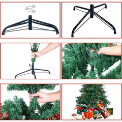 Brad de Crăciun Artificial 1.8 m cu Suport Metalic și Decoratii Complete — Magie de Sărbători 🎄✨
