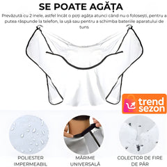 Pelerină Impermeabilă pentru Tuns cu Ventuze — Fără Mizerie, Ușor de Folosit ✂️✨