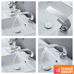 Robinet Baie Tip Cascadă din Alamă cu Design Modern — Flux Uniform de Apă 🚿✨