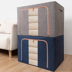 Cutie Depozitare Pliabilă Textil 100 Litri cu Capac și Fermoar — Spațiu Organizat 🌟📦