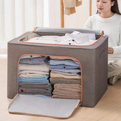 Cutie Depozitare Pliabilă Textil 100 Litri cu Capac și Fermoar — Spațiu Organizat 🌟📦
