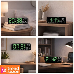 Ceas Digital Multifuncțional cu LED Verde 24 x 9 cm — Design Elegant și Util 🎉🕒