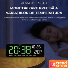 Ceas Digital Multifuncțional cu LED Verde 24 x 9 cm — Design Elegant și Util 🎉🕒