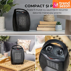 Aerotermă Electrică Portabilă 1500W cu Ceramica PTC — Căldură Instantanee pentru Camere de Până la 15 mp 🔥🌟