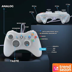 Controller Gaming Dual Shock USB 2,5m pentru PC și Xbox 360 — Confort și Precizie 🎮💪