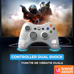 Controller Gaming Dual Shock USB 2,5m pentru PC și Xbox 360 — Confort și Precizie 🎮💪