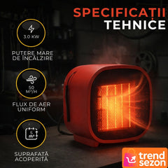 Aeroterma Electrică 3kW cu Termostat — Căldură Rapidă pentru Orice Spațiu 🔥🏠