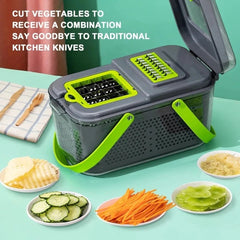 Razatoare Multifuncțională 22-in-1 cu Lame din Inox și Recipient Colector — Gătește Rapid! 🍽️🌟