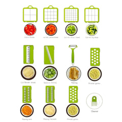 Razatoare Multifuncțională 22-in-1 cu Lame din Inox și Recipient Colector — Gătește Rapid! 🍽️🌟