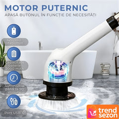Perie Electrică Rotativă 9 în 1 cu Capete Interșanjabile — Curățenie Ușoară și Rapidă! 🧼✨