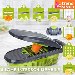 Tocator Multifuncțional 12 în 1 cu 8 Lame Inox — Preparare Rapidă! 🍅🥕