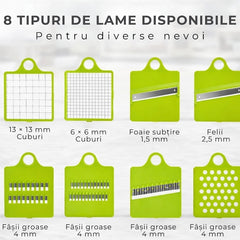 Tocator Multifuncțional 12 în 1 cu 8 Lame Inox — Preparare Rapidă! 🍅🥕