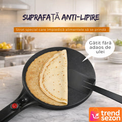 Tigaie Electrică pentru Clătite 600W cu Termostat Automat — Fără Ulei 🥞✨