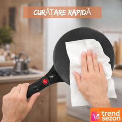 Tigaie Electrică pentru Clătite 600W cu Termostat Automat — Fără Ulei 🥞✨