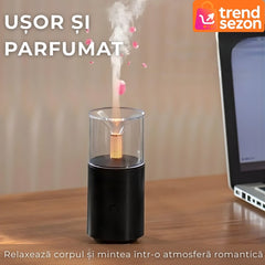 Umidificator Aromaterapie Portabil cu Efect Flacără 250 ml — Relaxare Instantanee 🕯️💧