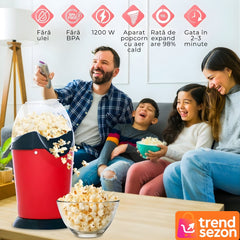 Aparat de Preparat Popcorn cu Aer Cald 1200W - Snack Sănătos Acasă 🍿🎉