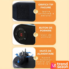 Încălzitor Electric Compact 500W cu Telecomandă și Rotire 180° — Confort Termic Instant! 🔥🏠