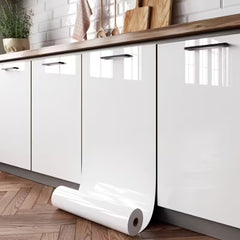 Folie Autoadezivă Albă 10 m x 60 cm — Protecție Ușoară pentru Suprafațe! ✨🍽️