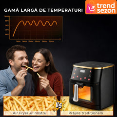 Friteuză cu Aer Cald 12L 2400W — Gătire Rapidă și Sănătoasă 🍗✨
