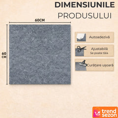 Mocheta Autoadezivă 60x60 cm Gri Modern — Confort pe Scări și în Cameră 🏡✨