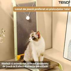 Ansamblu de Joacă pentru Pisici Forma L din Carton Zgariat — Distracție Garantată! 🐾🎉