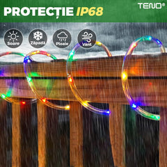 Iluminare Festivă Furtun LED 20 m cu 8 Jocuri de Lumini Multicolor — Magie pentru Sărbători 🎄✨