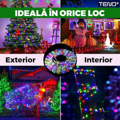Iluminare Festivă Furtun LED 20 m cu 8 Jocuri de Lumini Multicolor — Magie pentru Sărbători 🎄✨
