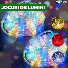 Iluminare Festivă Furtun LED 20 m cu 8 Jocuri de Lumini Multicolor — Magie pentru Sărbători 🎄✨