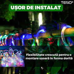 Iluminare Festivă Furtun LED 20 m cu 8 Jocuri de Lumini Multicolor — Magie pentru Sărbători 🎄✨