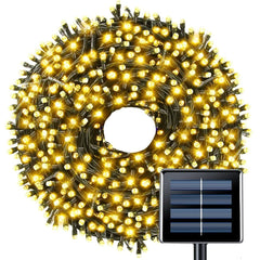 Iluminat de Crăciun Solar cu 100 LED-uri Alb Calduț — Atmosferă Magică 🌟🎄
